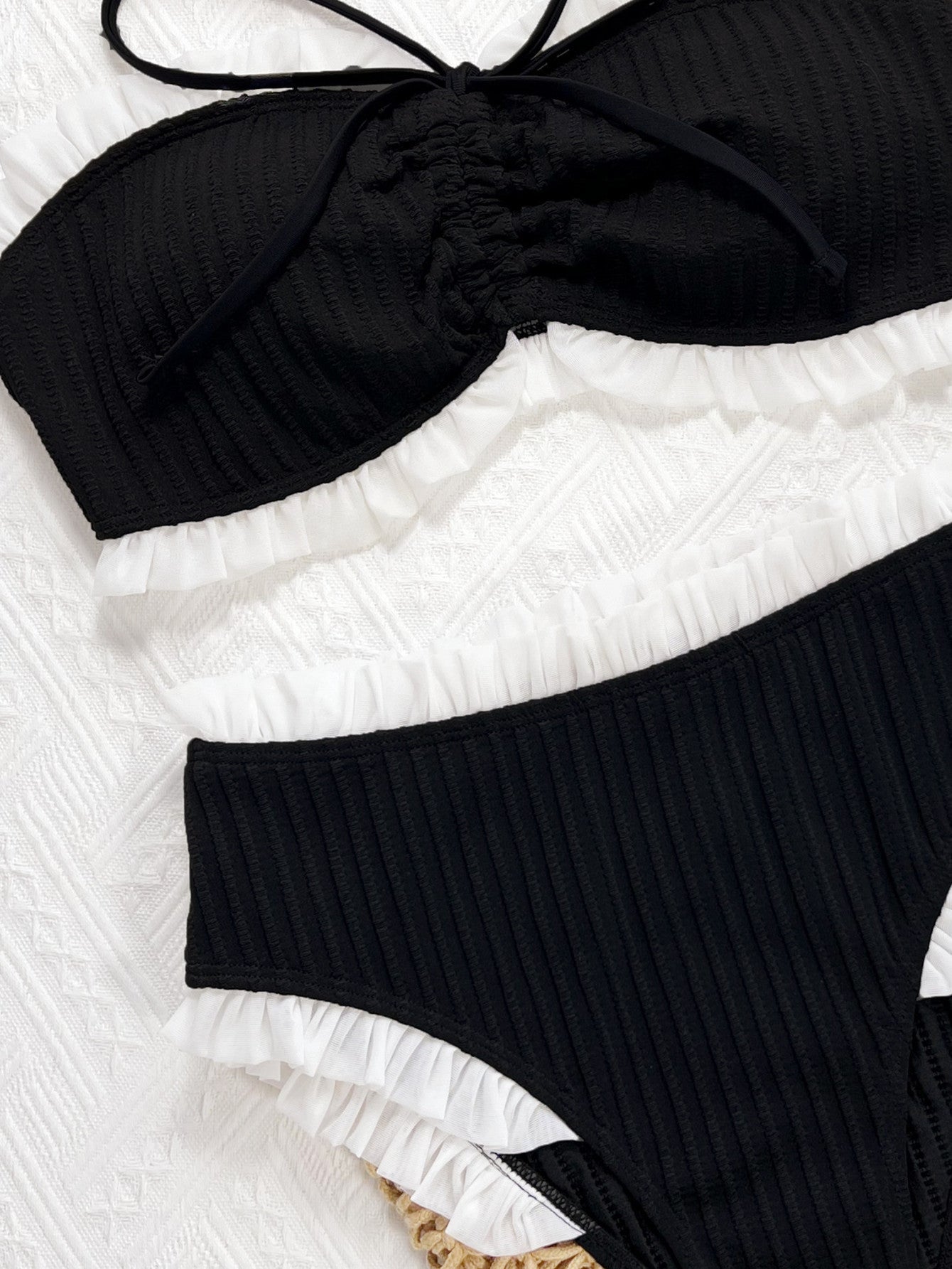 LADIES TWO PIECE STRAPLESS BIKINI SWIMWEAR BLACK (SIZE S - L)
