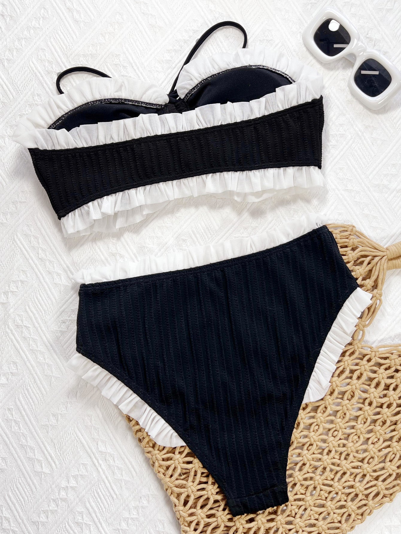 LADIES TWO PIECE STRAPLESS BIKINI SWIMWEAR BLACK (SIZE S - L)