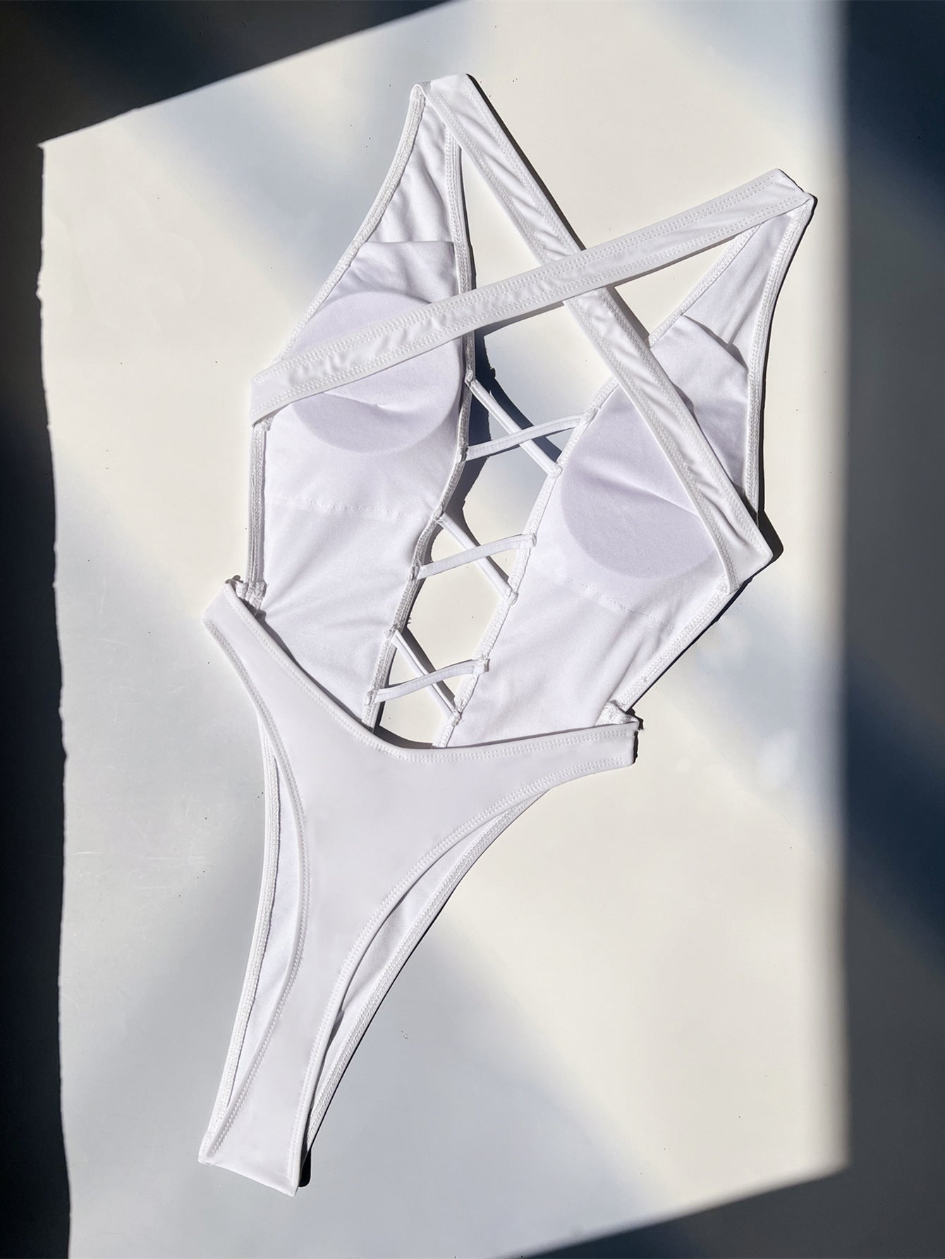 LADIES ONE PIECE SWIMSUIT SWIMWEAR WHITE / BLACK (SIZE S - XL)