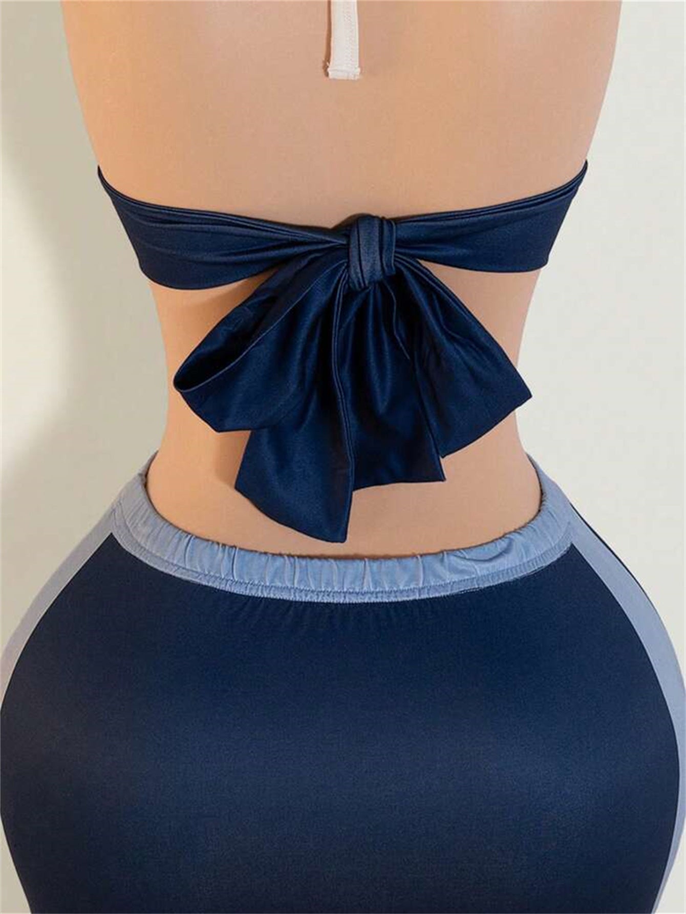 LADIES TWO PIECE BACKLESS TOP & SKIRT SET BLUE (SIZE S - L)