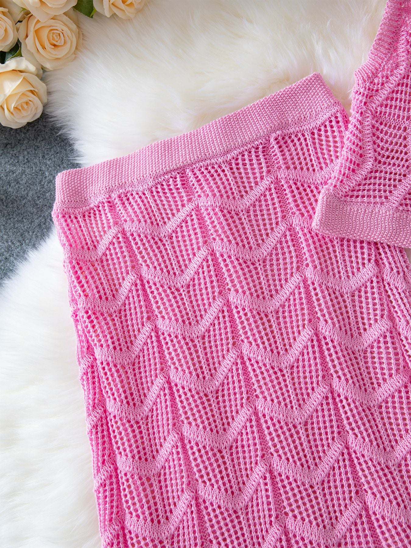 LADIES TWO PIECE TOP & SKIRT SET PINK (SIZE S - XL)