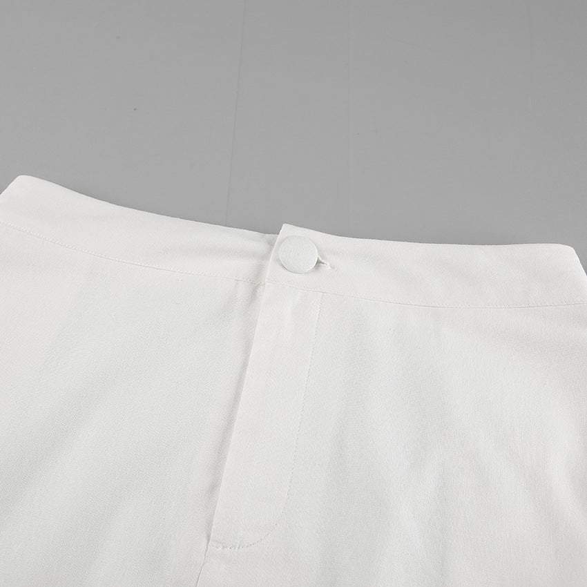 LADIES TWO PIECE TOP & SKIRT SET WHITE (SIZE S - L)