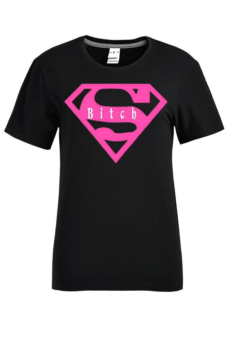 LADIES PLUS SIZE SHORT SLEEVE T-SHIRT BLACK (SIZE M - 4XL)