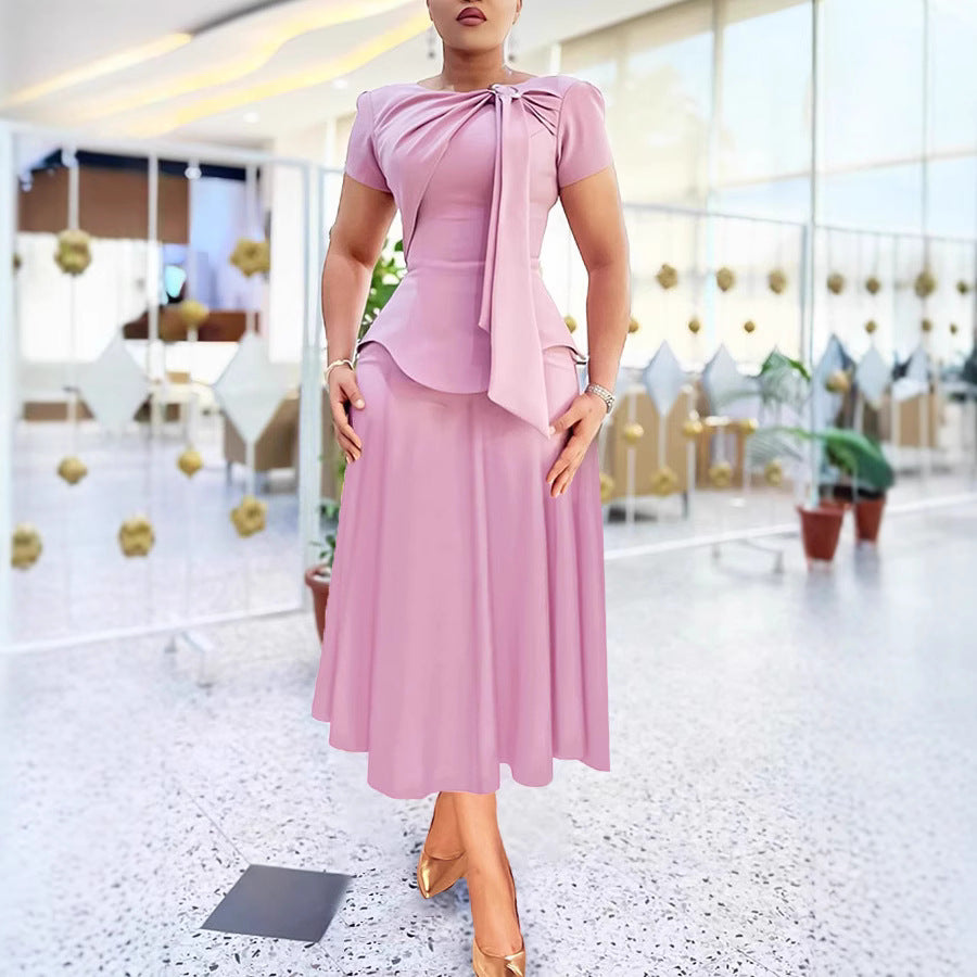 LADIES PROFESSIONAL SKIRT SET PINK (SIZE S - 2XL)
