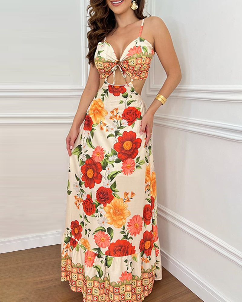 LADIES LONG SUMMER DRESS APRICOT-RED / APRICOT-BEIGE (SIZE S - XL)