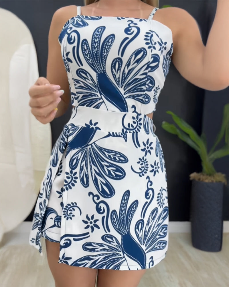 LADIES LOW BACK PLAYSUIT / ROMPER WHITE-NAVY (SIZE S - XL)