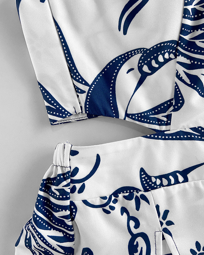 LADIES LOW BACK PLAYSUIT / ROMPER WHITE-NAVY (SIZE S - XL)