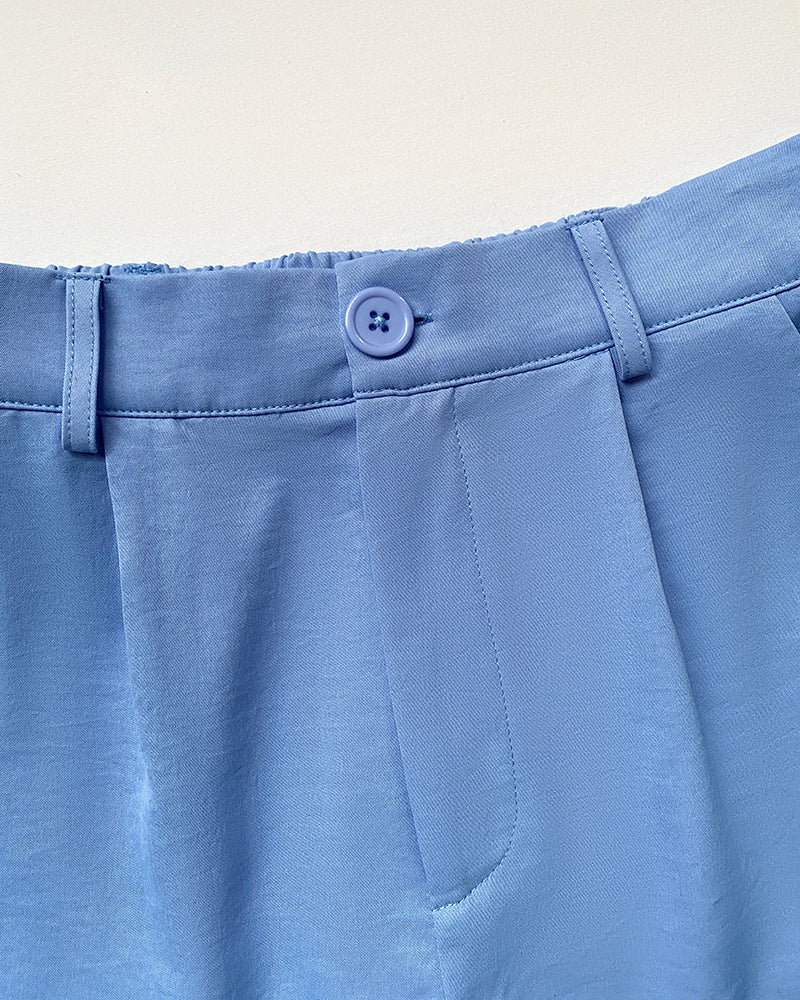 LADIES TWO PIECE SHORTS SET LIGHT BLUE (SIZE S - XL)