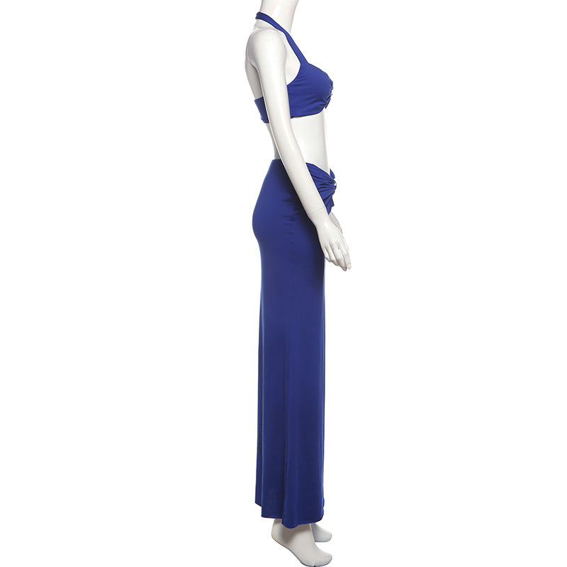 LADIES LONG SKIRT SET BLUE (SIZE S - L)