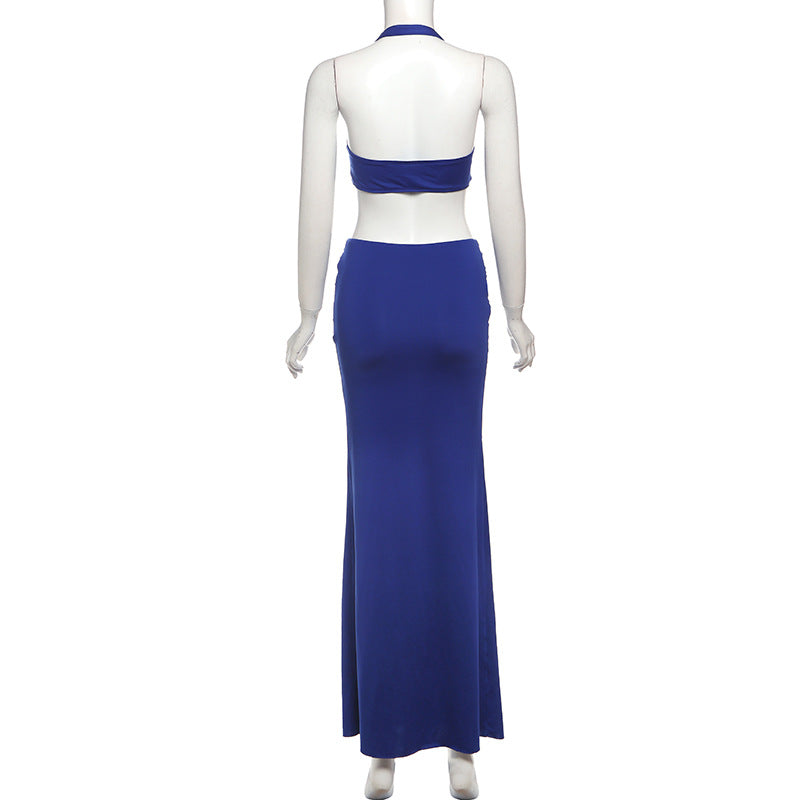 LADIES LONG SKIRT SET BLUE (SIZE S - L)