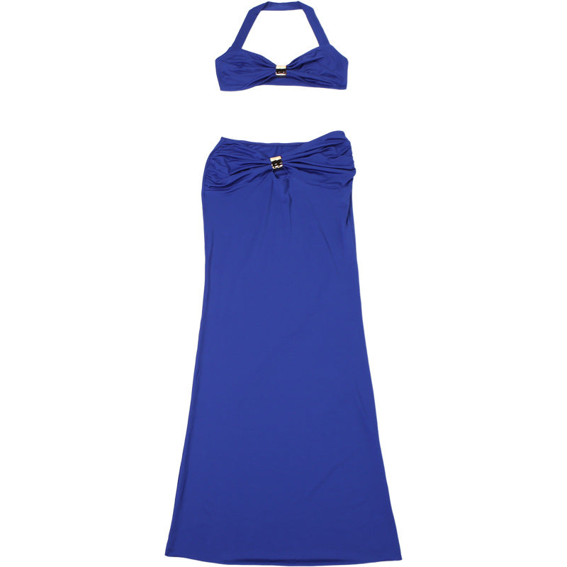 LADIES LONG SKIRT SET BLUE (SIZE S - L)