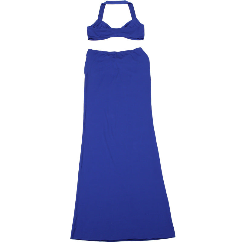 LADIES LONG SKIRT SET BLUE (SIZE S - L)