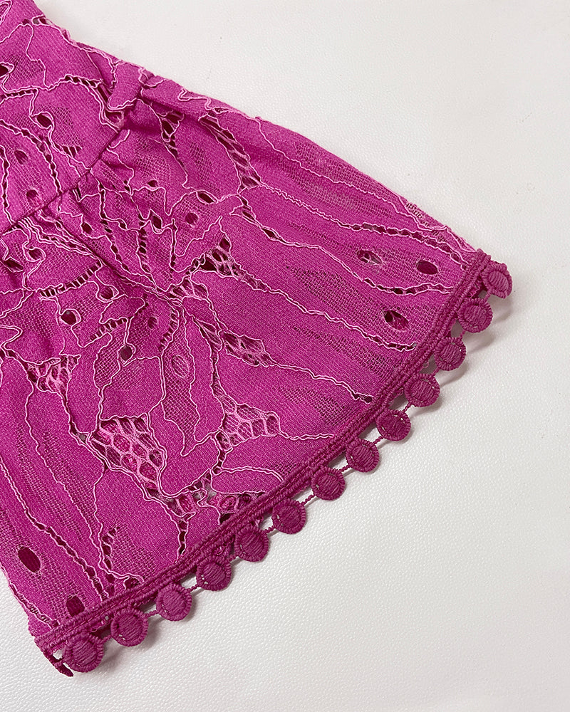 LADIES TWO PIECE WIDE LEG PANTS SET DARK PINK (SIZE S - XL)