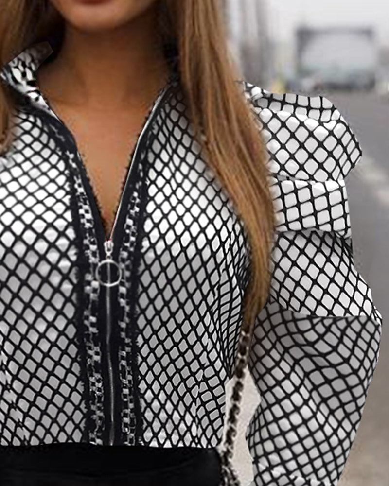 LADIES LONG SLEVE SHIRT BLACK & WHITE (SIZE S - XL)