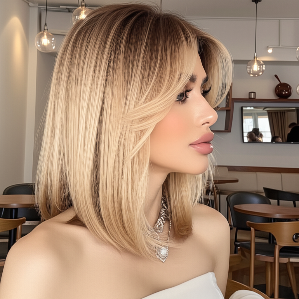 BROWN SHOULDER LENGTH SYNTHETIC WIG BROWN BLONDE
