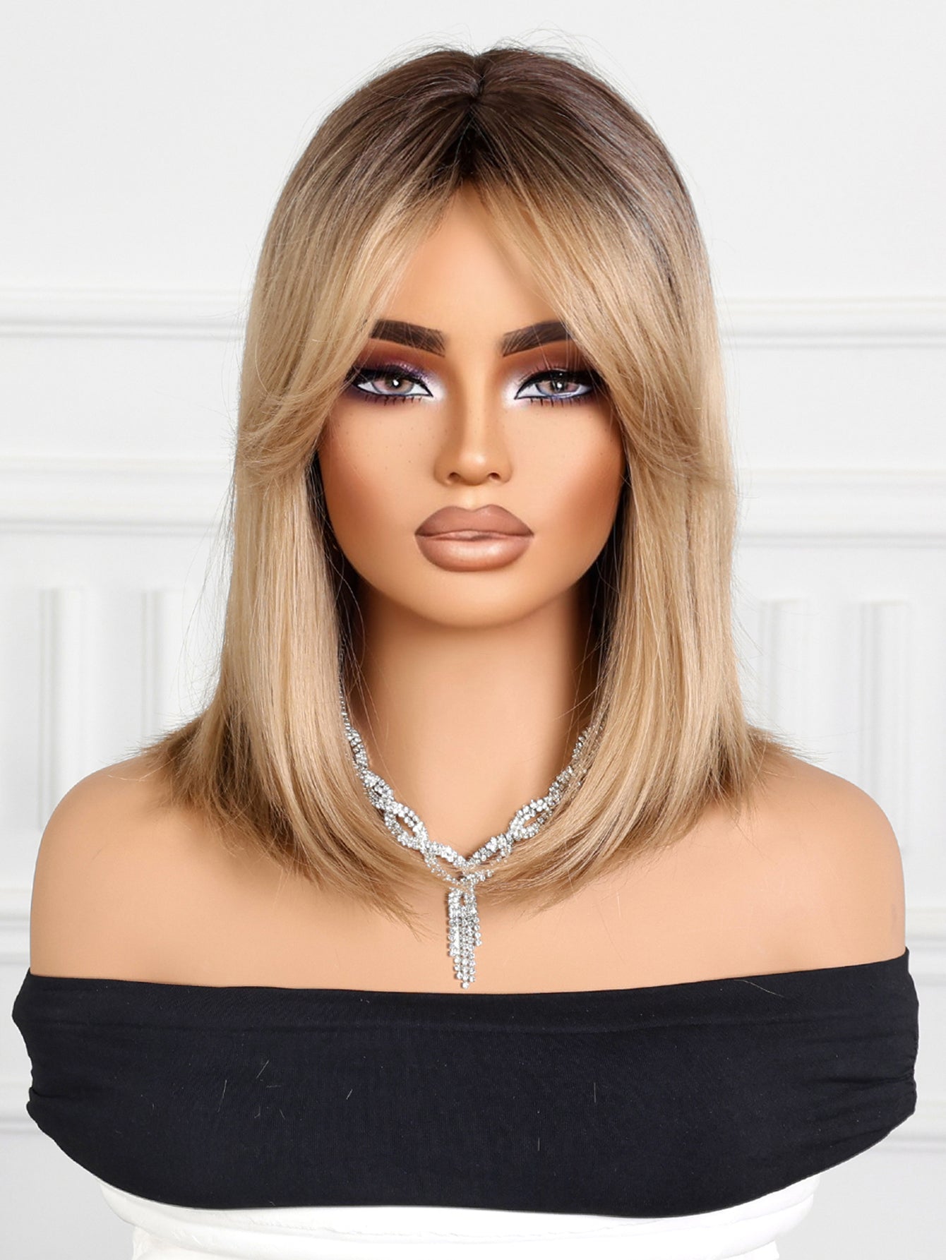 BROWN SHOULDER LENGTH SYNTHETIC WIG BROWN BLONDE
