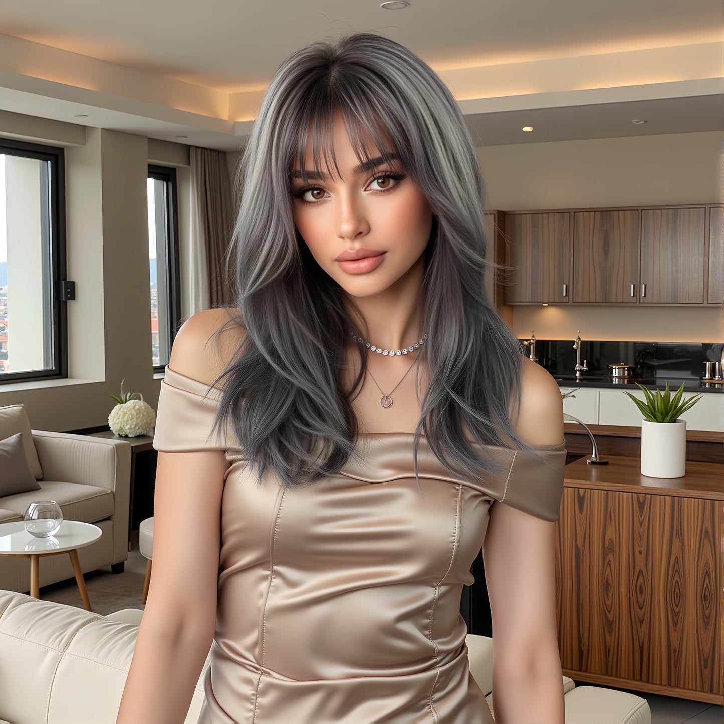 LADIES DARK GRAY WIG DARK GRAY