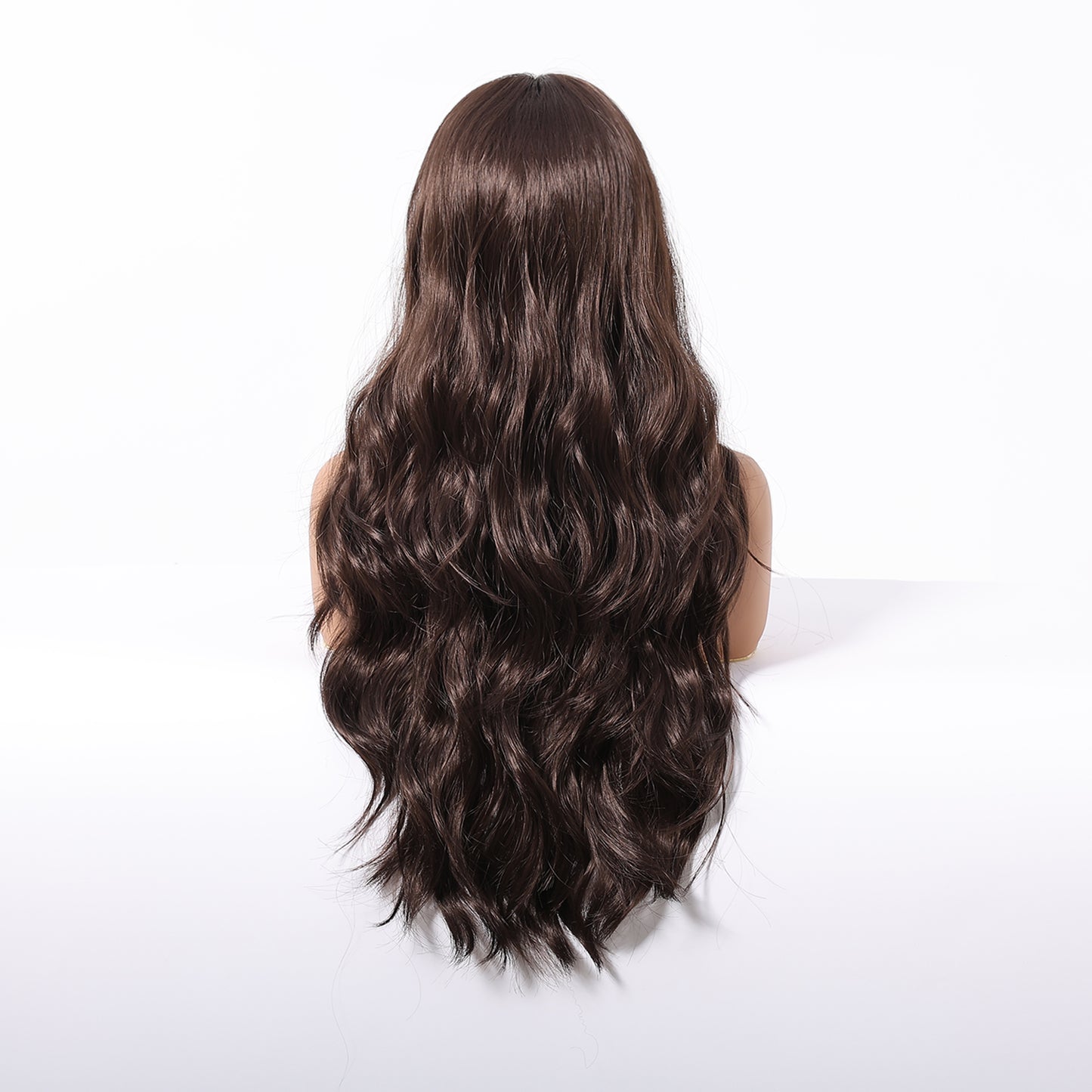LADIES LONG CURLY SYNTHETIC WIG BROWN (26")