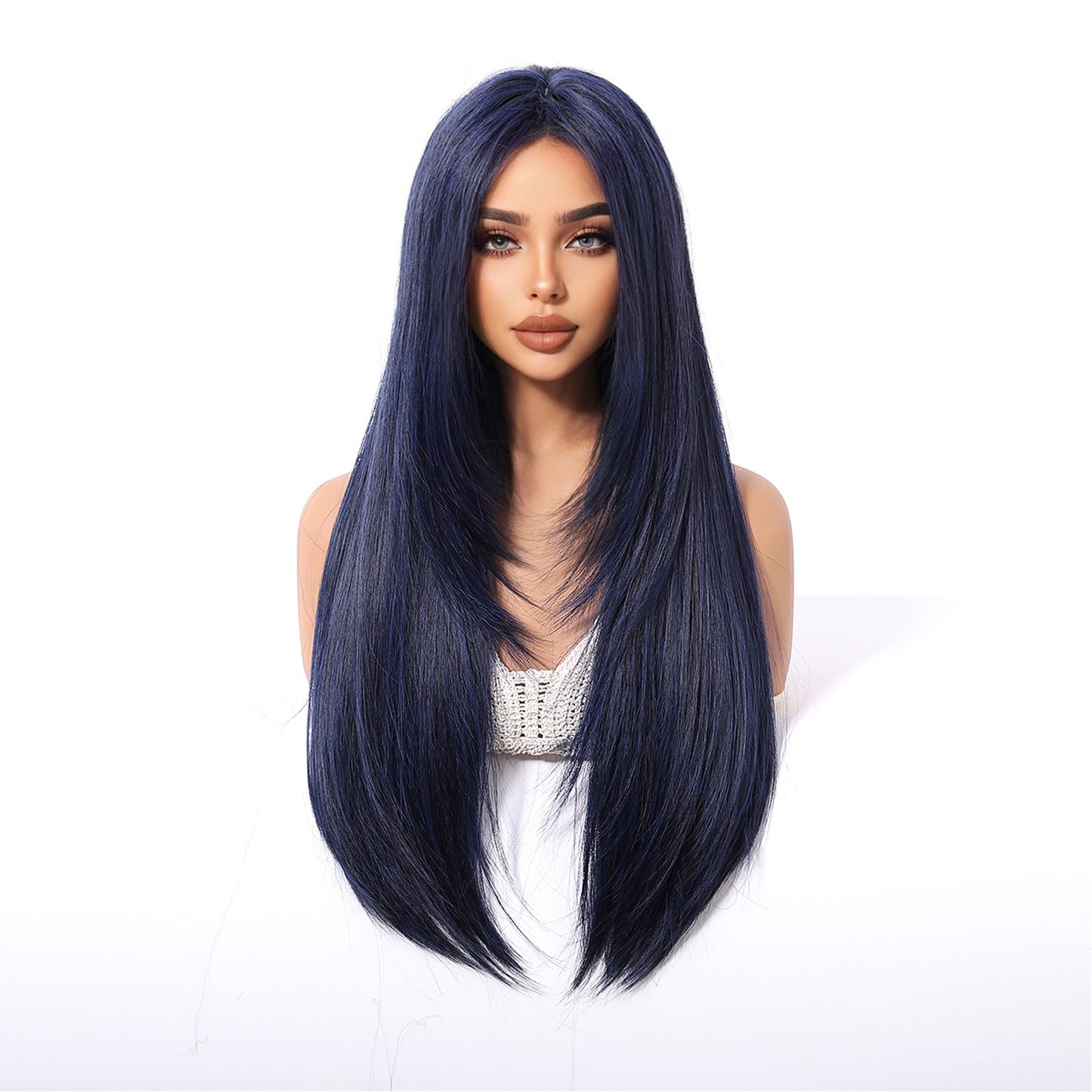 LADIES LONG WIG BLUE-BLACK 26"