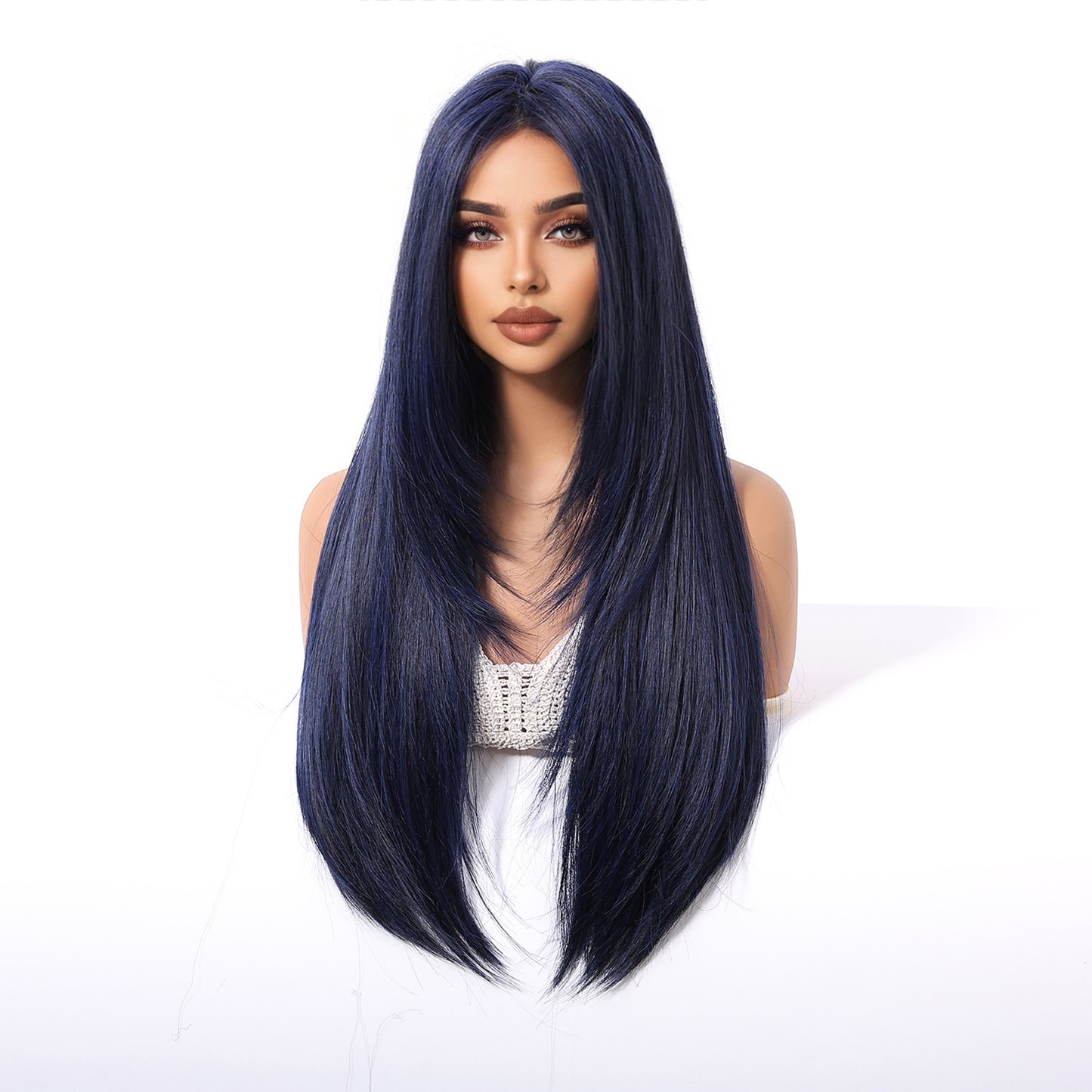 LADIES LONG WIG BLUE-BLACK 26"