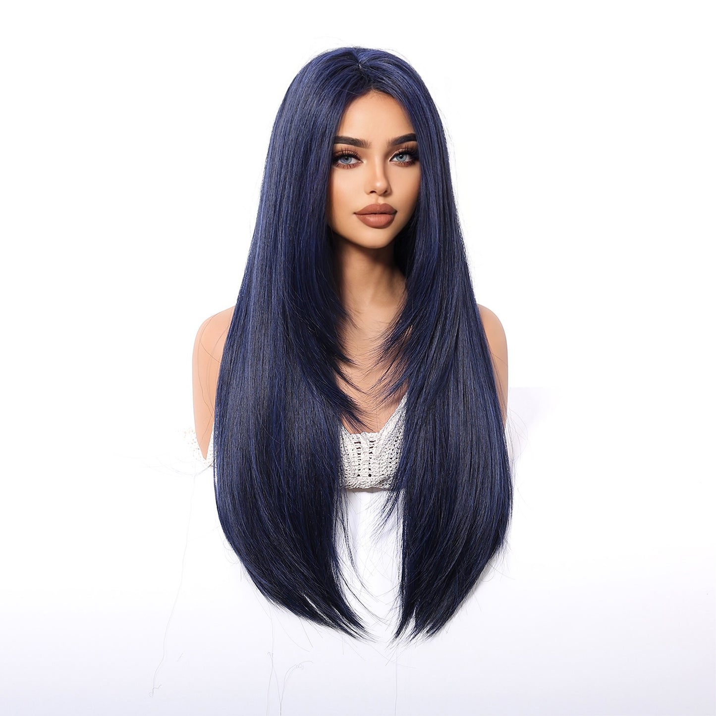 LADIES LONG WIG BLUE-BLACK 26"