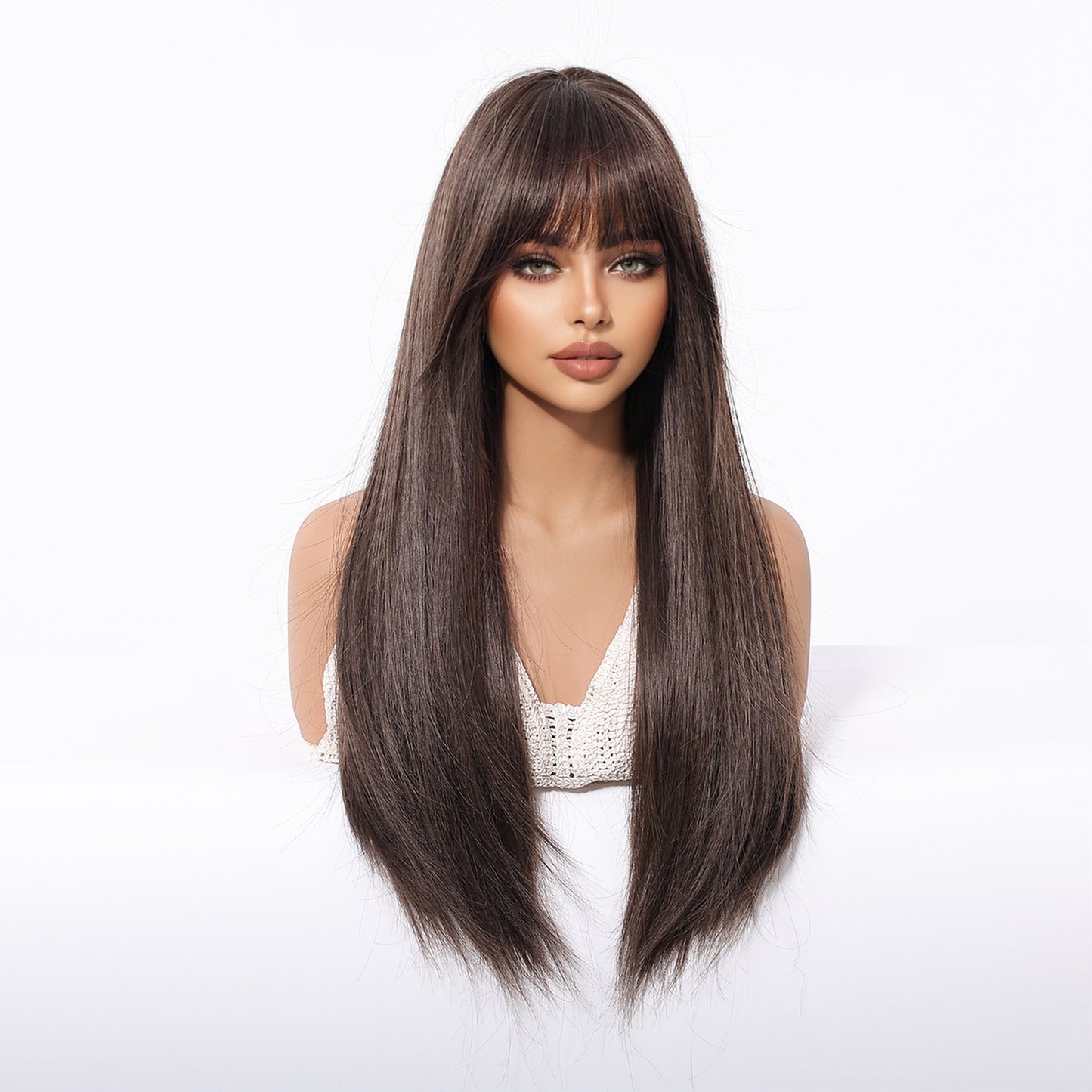 LADIES LONG BROWN WIG BROWN (FREE SIZE)