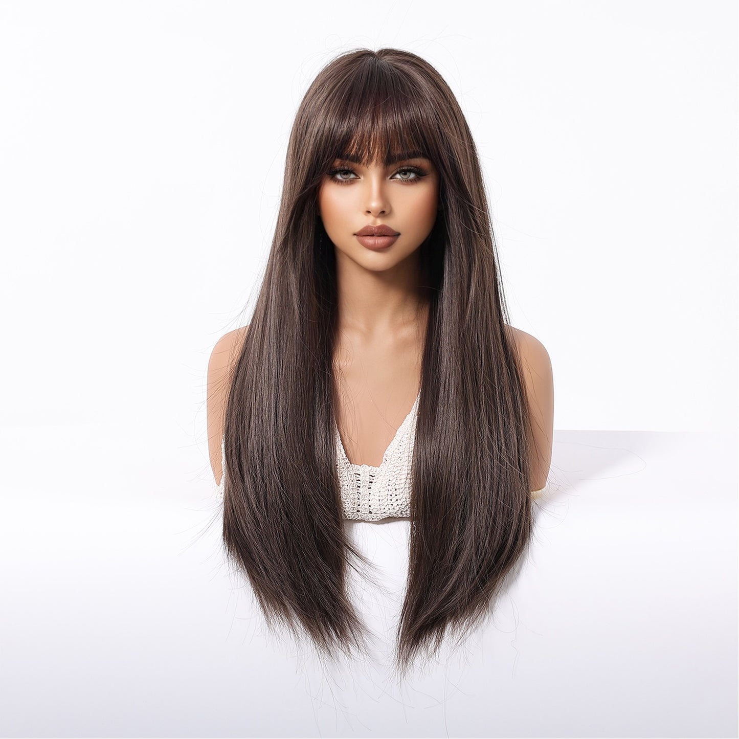 LADIES LONG BROWN WIG BROWN (FREE SIZE)