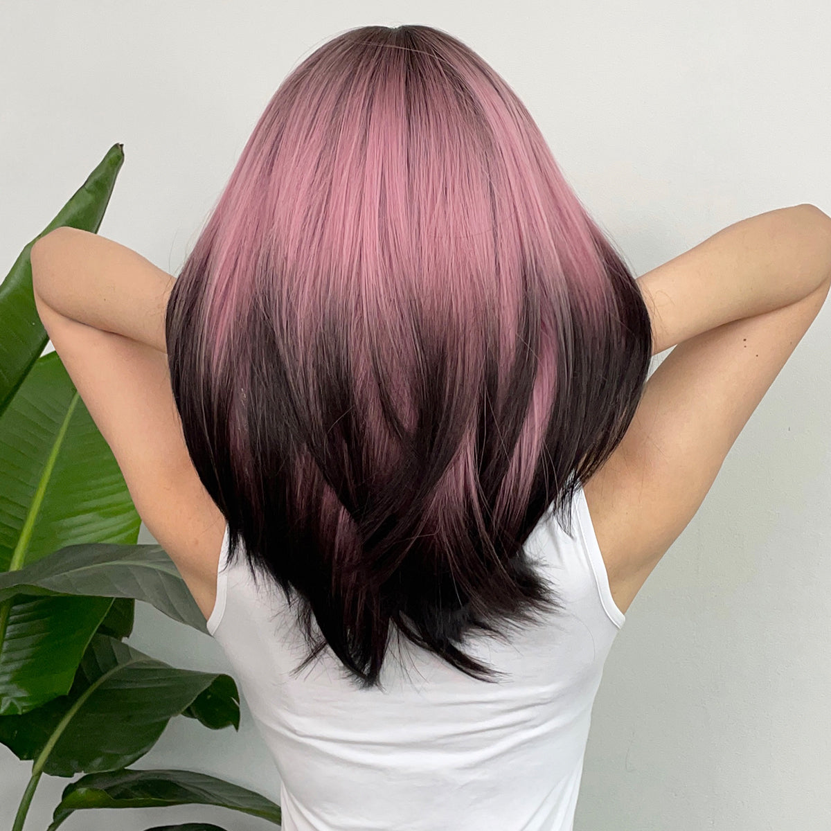 LADIES BLACK-PINK SHOULDER LENGTH WIG BLACK-PINK (FREE SIZE)