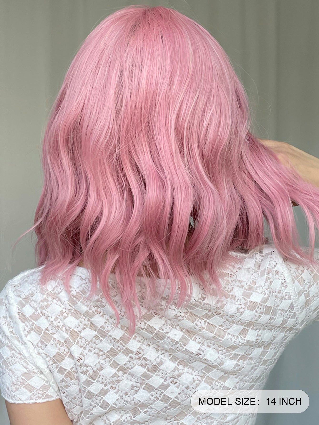 LADIES SHOULDER LENGTH CURLY WIG PINK / WHITE BLONDE FREE SIZE