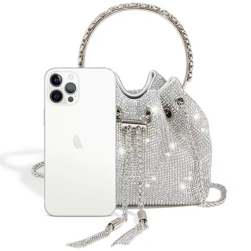 LADIES HANDBAG SILVER (17CM)