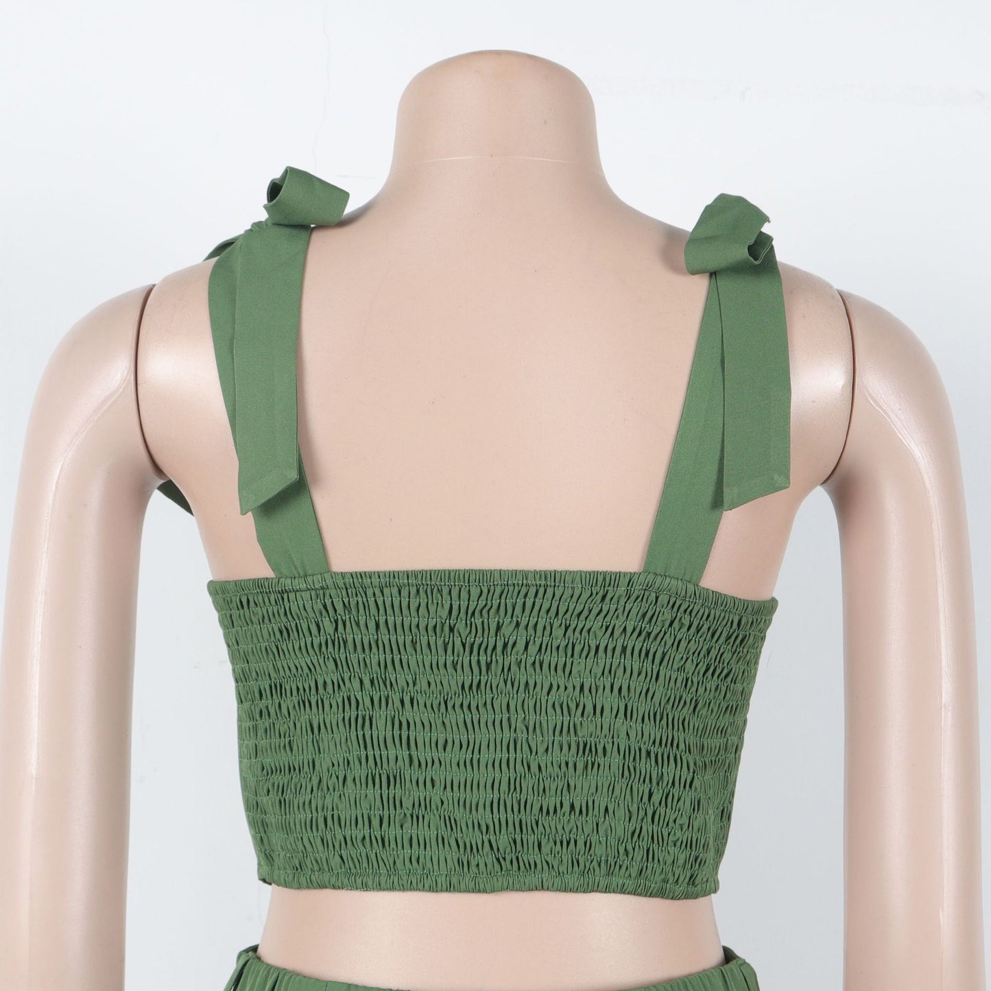 LADIES TWO PIECE TOP & WIDE LEG PANTS SET GREEN (SIZE S - 3XL)