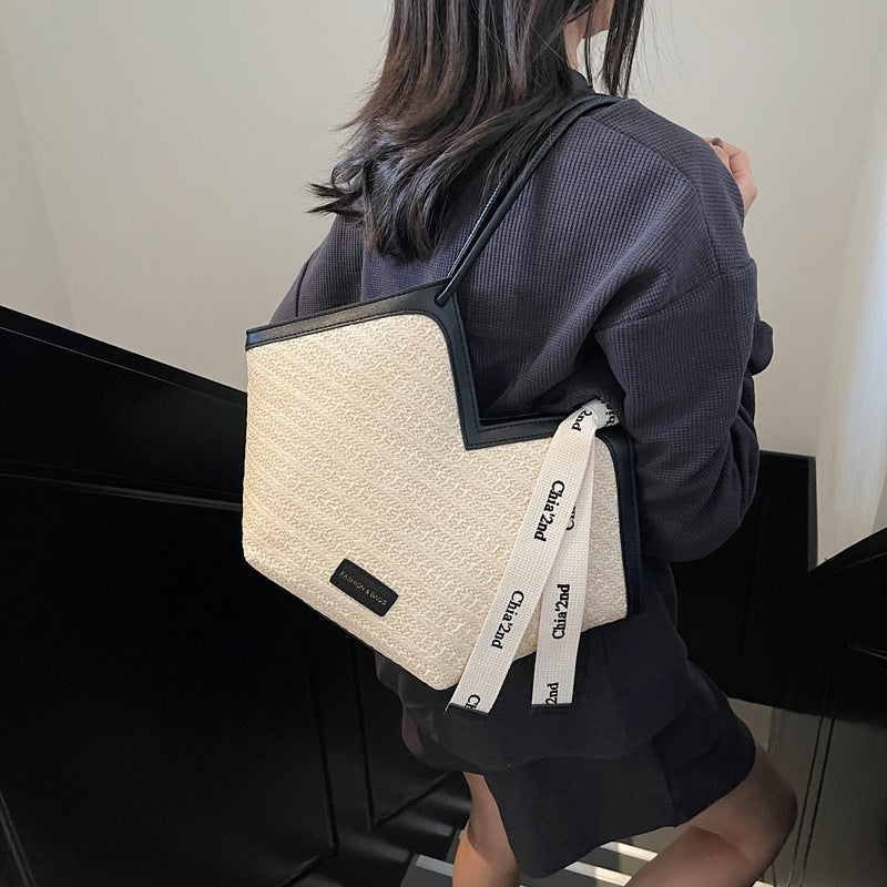 LADIES HANDBAG BLACK / KHAKI / COFFEE (40X25X12)