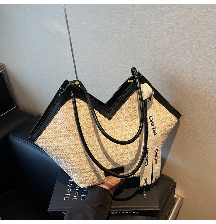 LADIES HANDBAG BLACK / KHAKI / COFFEE (40X25X12)