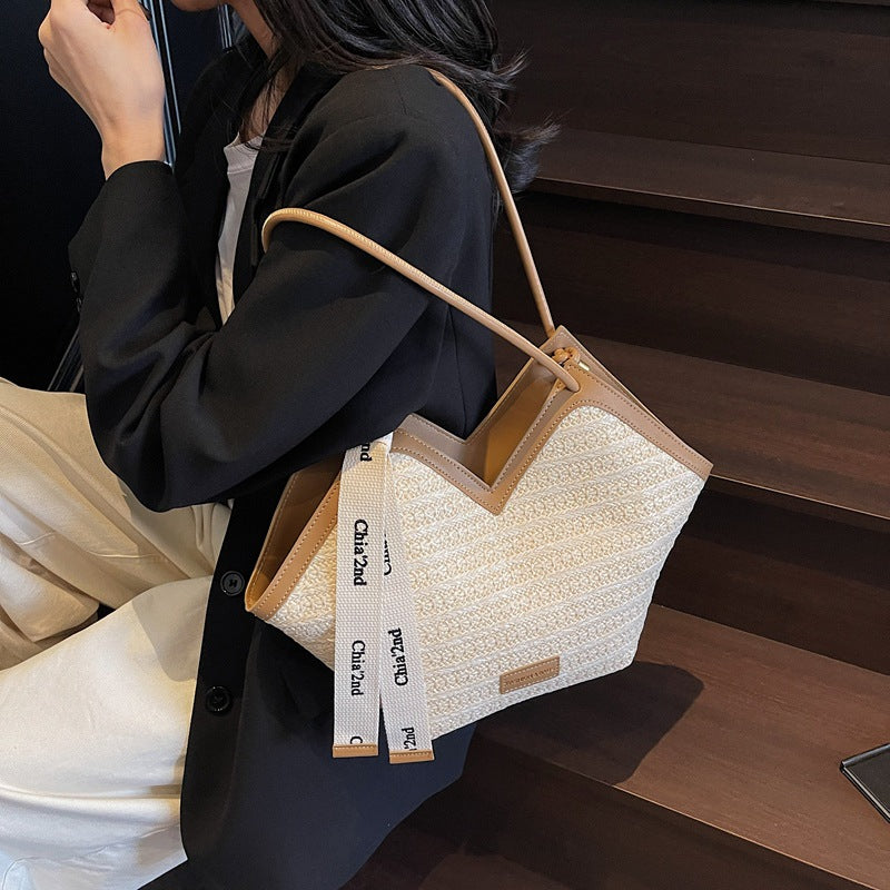LADIES HANDBAG BLACK / KHAKI / COFFEE (40X25X12)