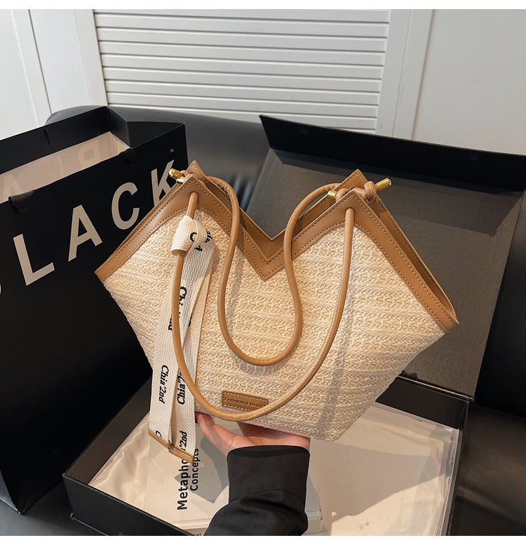 LADIES HANDBAG BLACK / KHAKI / COFFEE (40X25X12)