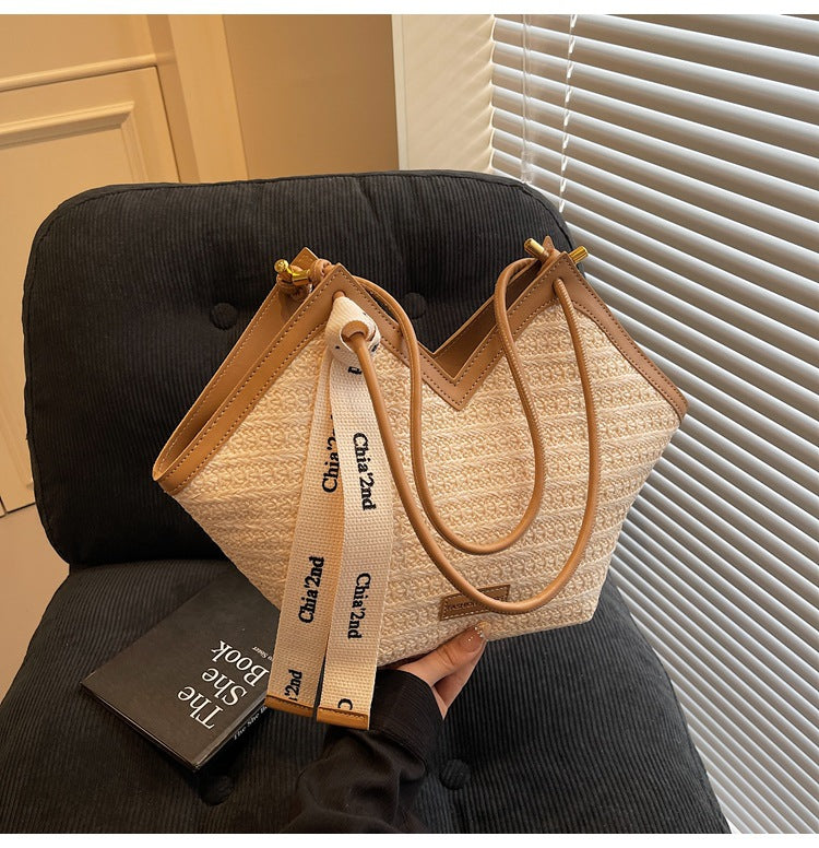 LADIES HANDBAG BLACK / KHAKI / COFFEE (40X25X12)
