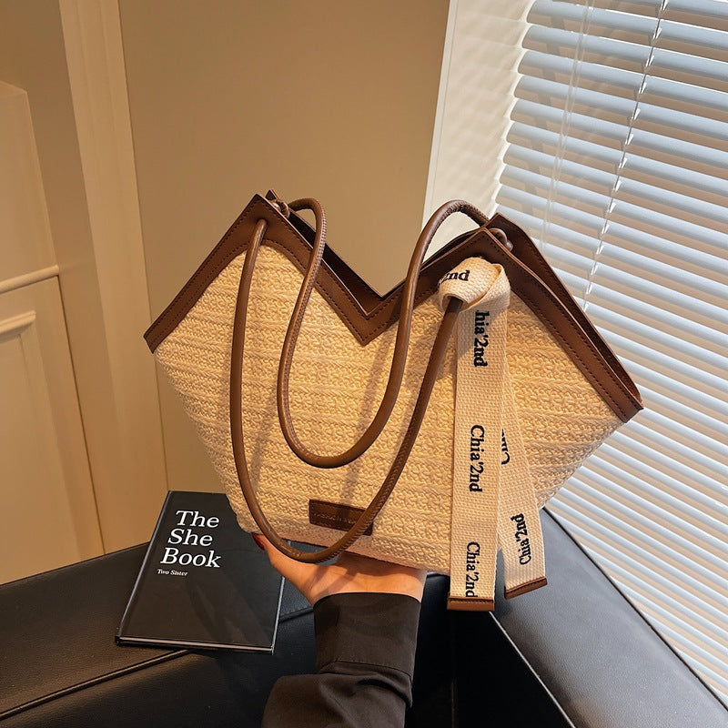 LADIES HANDBAG BLACK / KHAKI / COFFEE (40X25X12)