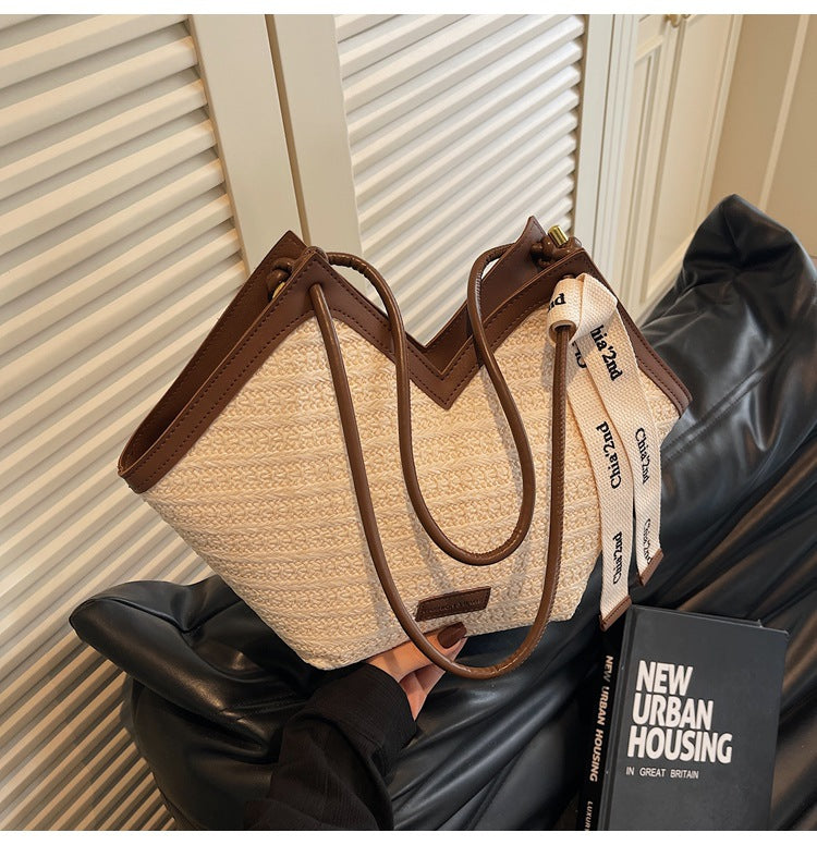LADIES HANDBAG BLACK / KHAKI / COFFEE (40X25X12)