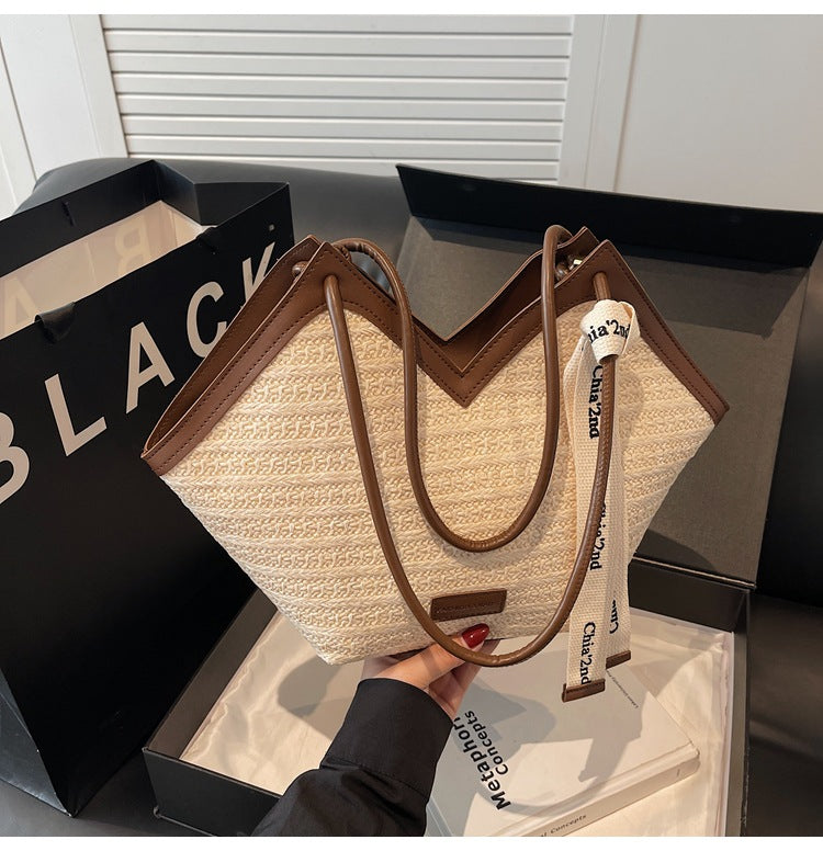 LADIES HANDBAG BLACK / KHAKI / COFFEE (40X25X12)