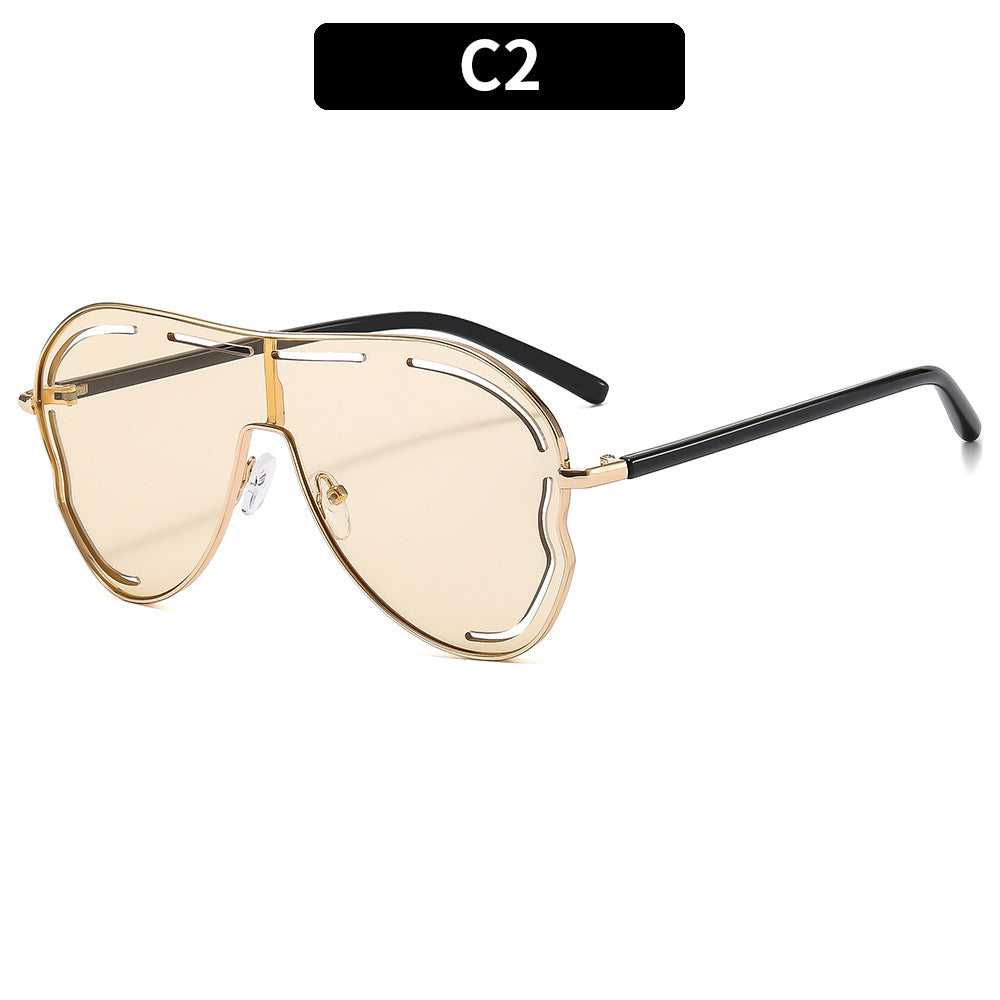 LADIES LARGE FRAME SUNGLASSES GRAY / GOLD / PURPLE / GOLDEN BROWN / DARK PINK / PINK / BLUE (FREE SIZE)