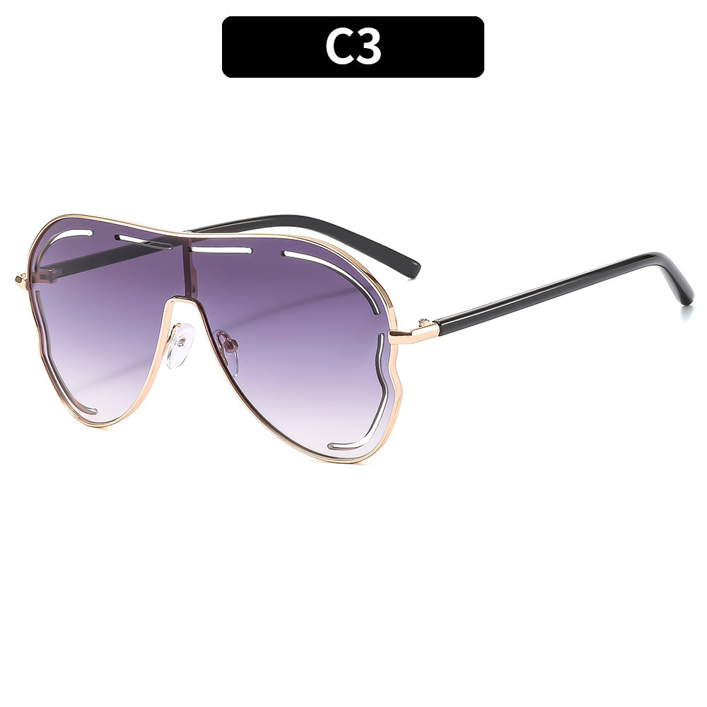 LADIES LARGE FRAME SUNGLASSES GRAY / GOLD / PURPLE / GOLDEN BROWN / DARK PINK / PINK / BLUE (FREE SIZE)