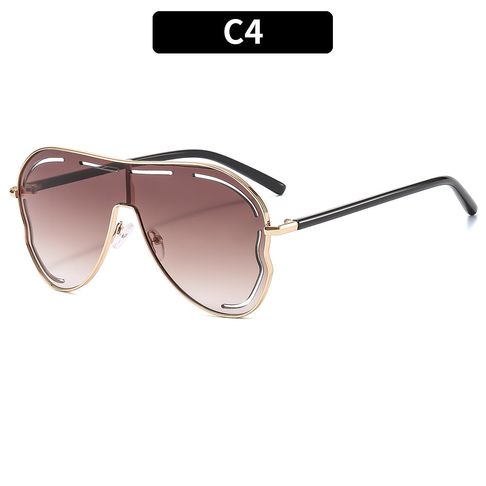 LADIES LARGE FRAME SUNGLASSES GRAY / GOLD / PURPLE / GOLDEN BROWN / DARK PINK / PINK / BLUE (FREE SIZE)
