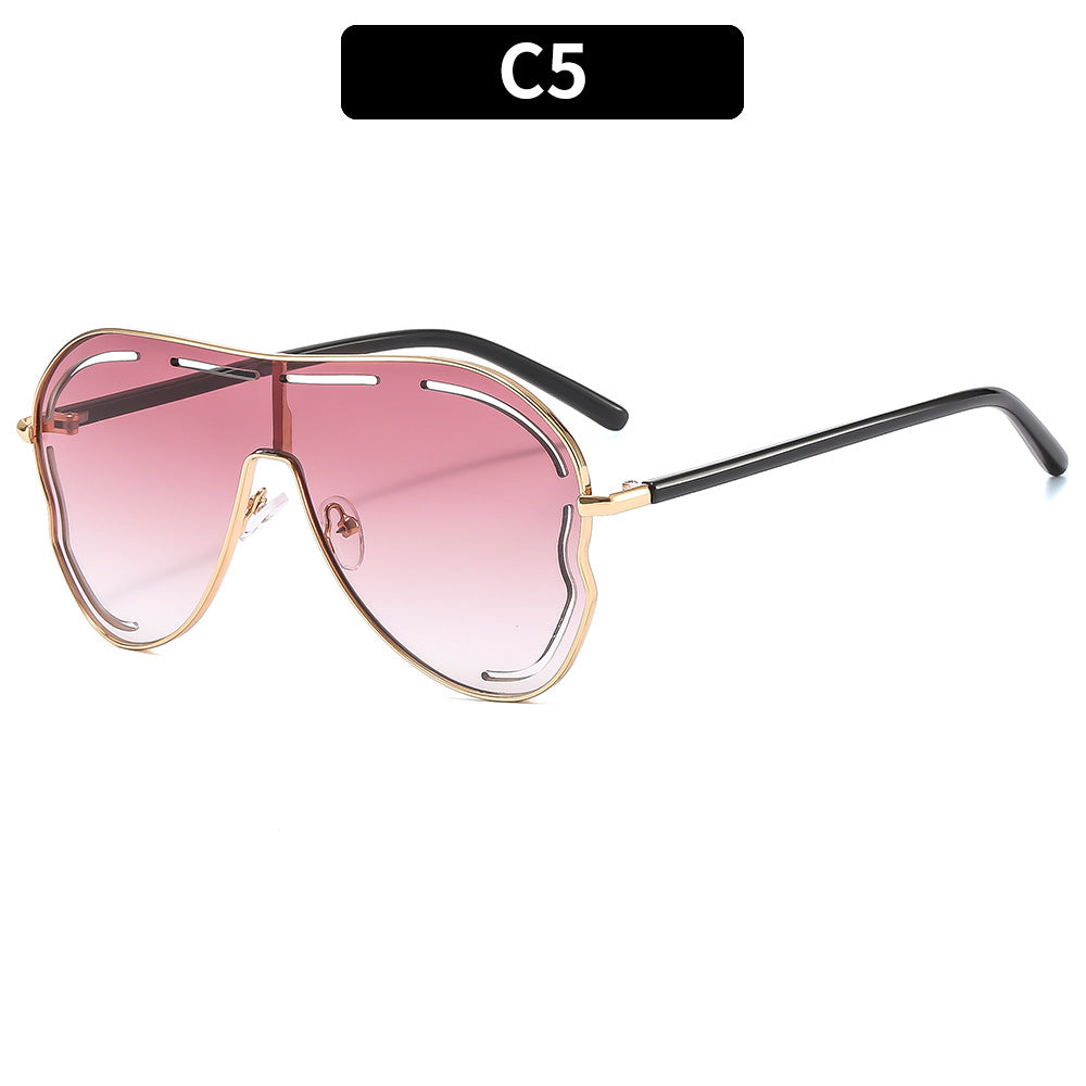 LADIES LARGE FRAME SUNGLASSES GRAY / GOLD / PURPLE / GOLDEN BROWN / DARK PINK / PINK / BLUE (FREE SIZE)