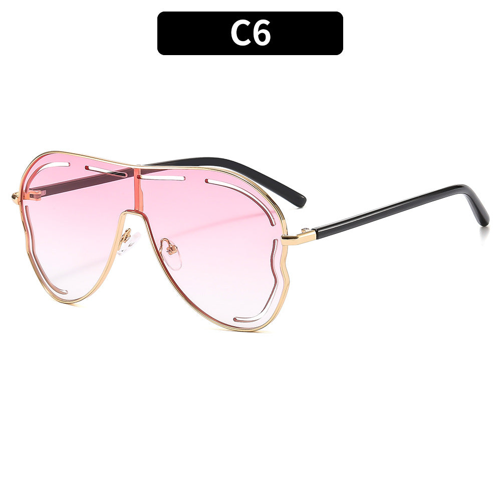 LADIES LARGE FRAME SUNGLASSES GRAY / GOLD / PURPLE / GOLDEN BROWN / DARK PINK / PINK / BLUE (FREE SIZE)