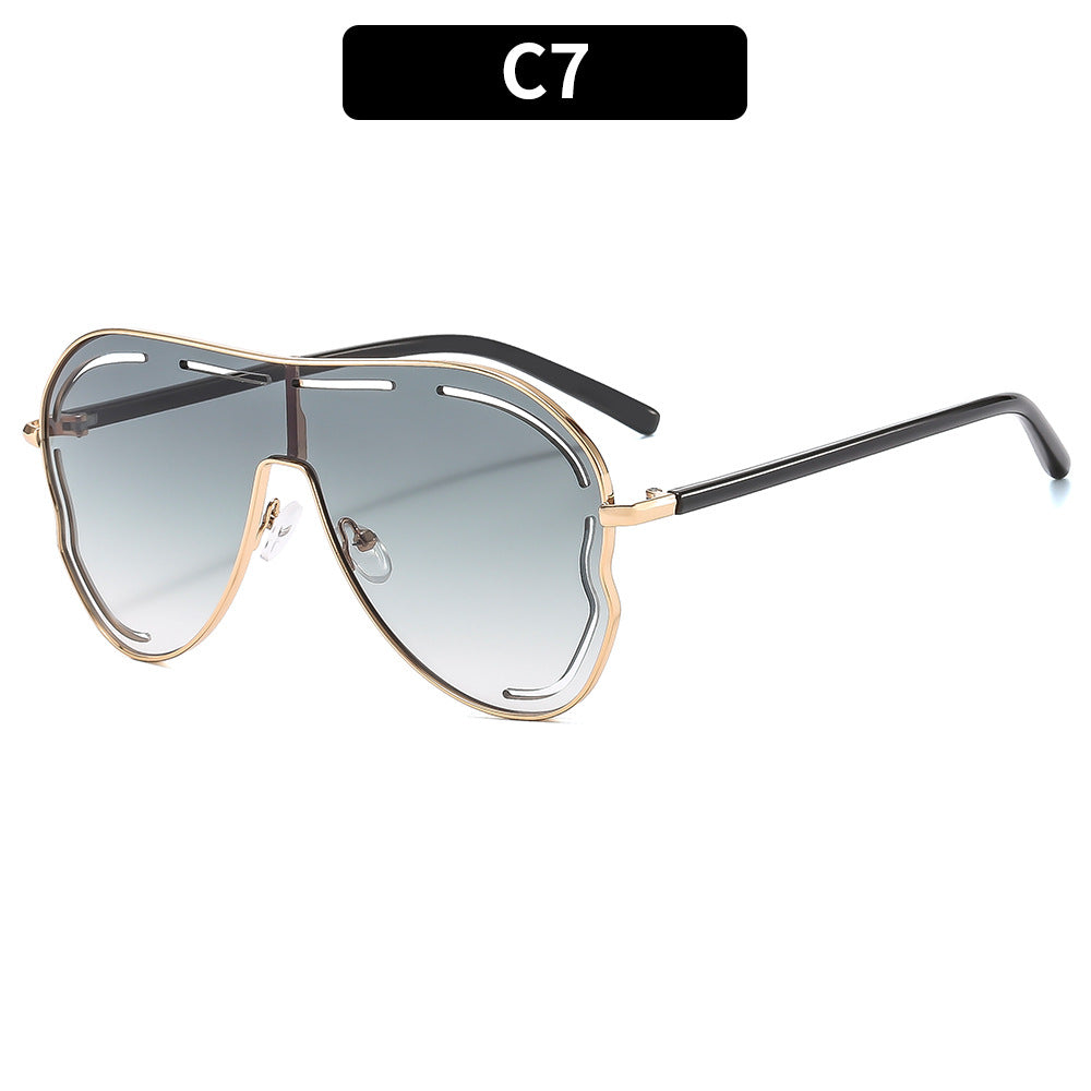 LADIES LARGE FRAME SUNGLASSES GRAY / GOLD / PURPLE / GOLDEN BROWN / DARK PINK / PINK / BLUE (FREE SIZE)