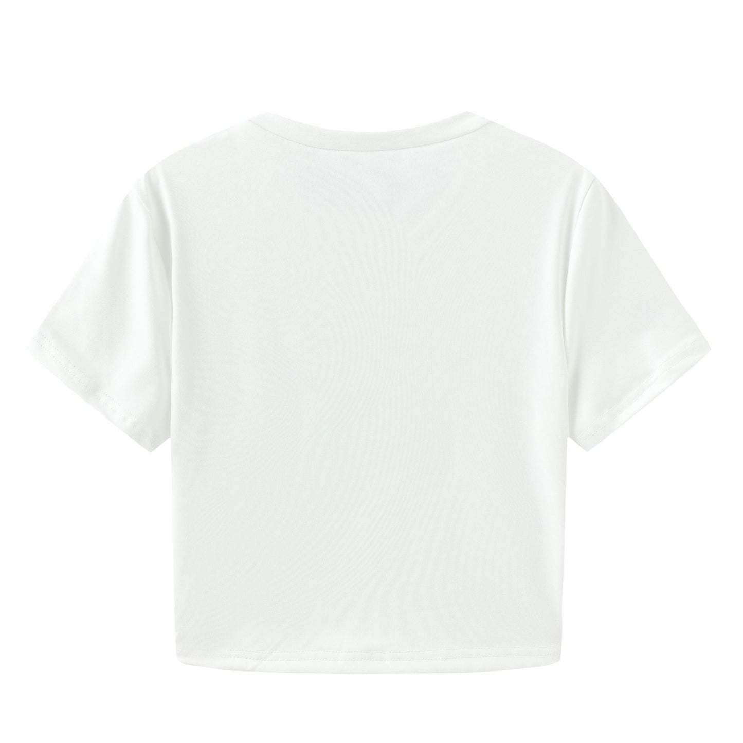 LADIES CROPPED T-SHIRT WHITE / BLACK (SIZE XS - XL)