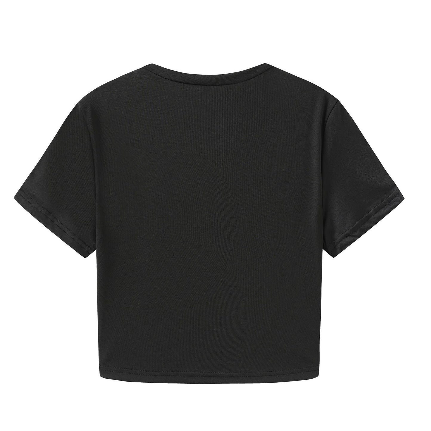 LADIES CROPPED T-SHIRT WHITE / BLACK (SIZE XS - XL)