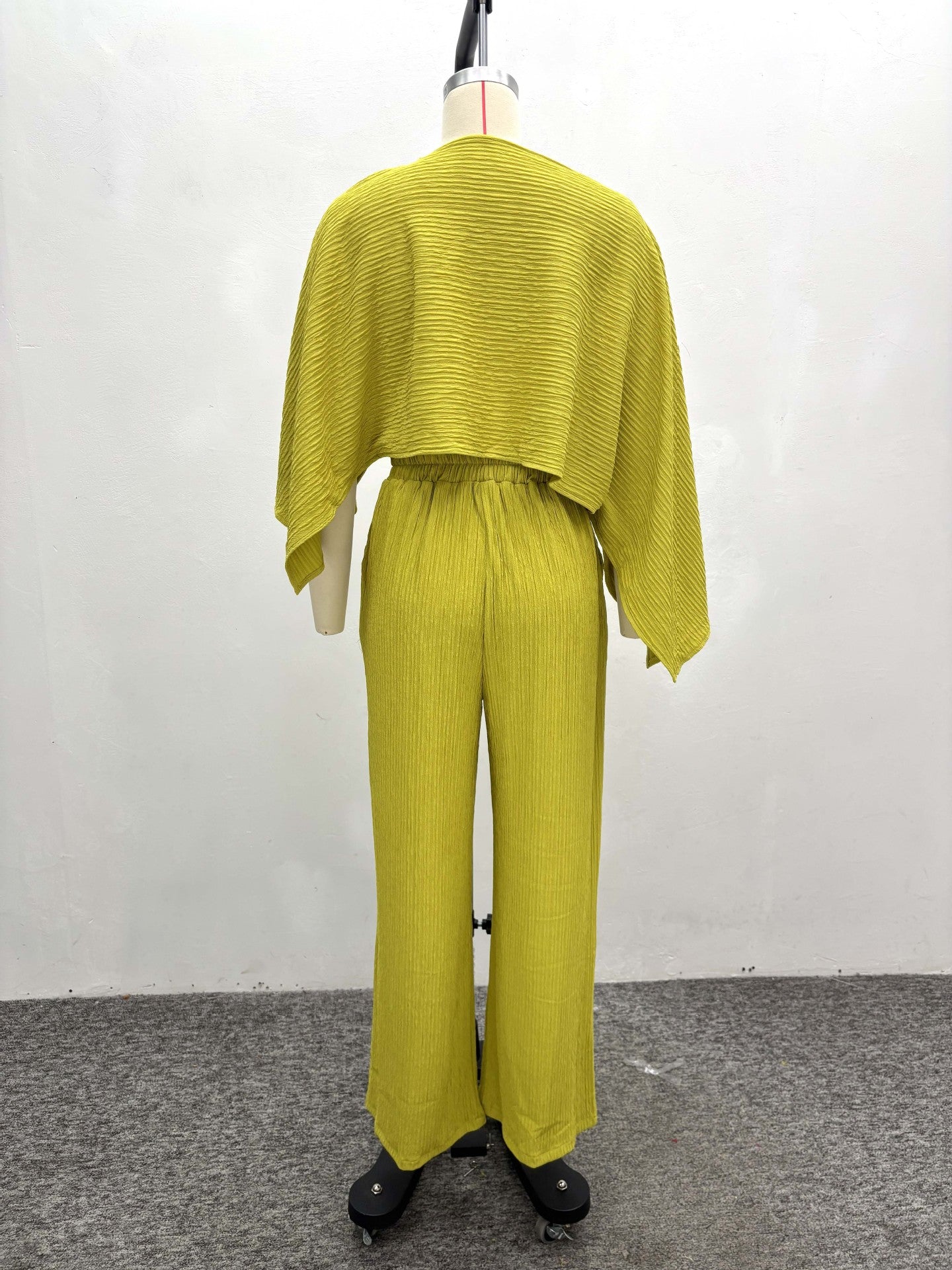 LADIES TWO PIECE OFF THE SHOULDER TOP & PANTS SET LIME GREEN / APRICOT-BEIGE / YELLOW (SIZE S - 2XL)