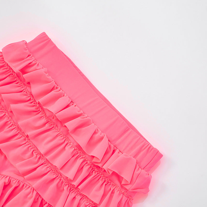 LADIES TWO PIECE SLEEVELESS TOP & SHORTS SET BRIGHT PINK / PINK (SIZE S - L)