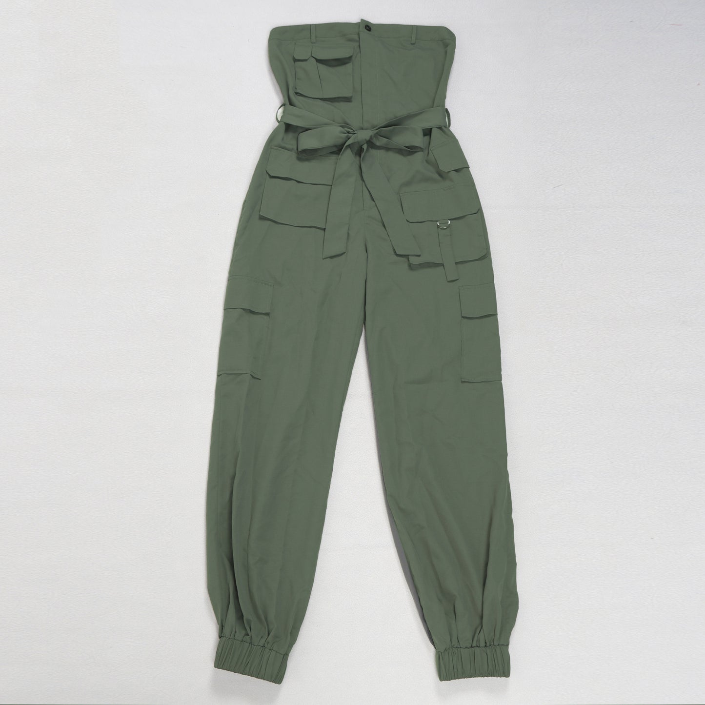 LADIES SLEEVELESS STRAPLESS CARGO JUMPSUIT BLACK / ARMY GREEN / KHAKI (SIZE S - 2XL)